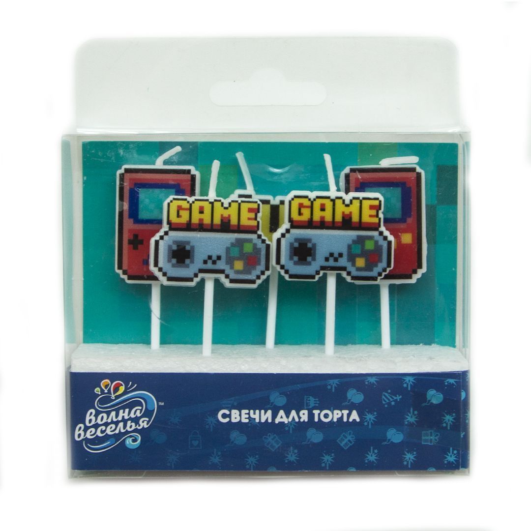 Картинка Свеча Фигура, Game Time, Пиксели, 6 см, 5 шт. от магазина GelShariki