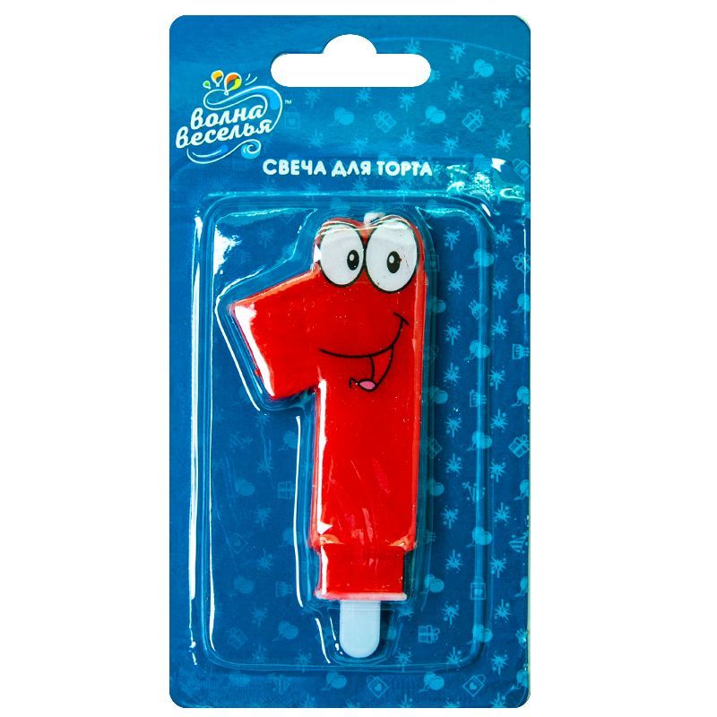 Картинка Свеча Цифра, 1 Глазки, Красный, 7,5 см, 1 шт. от магазина GelShariki