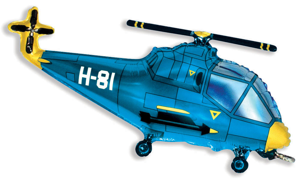 Картинка Шар (38''/97 см) Фигура, Вертолет, Синий, 1 шт. от магазина GelShariki