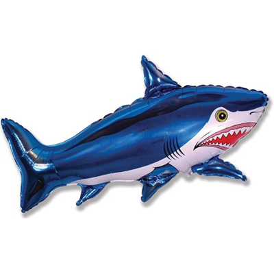 Картинка Шар (16''/41 см) Мини-фигура, Страшная акула, Синий, 1 шт. от магазина GelShariki