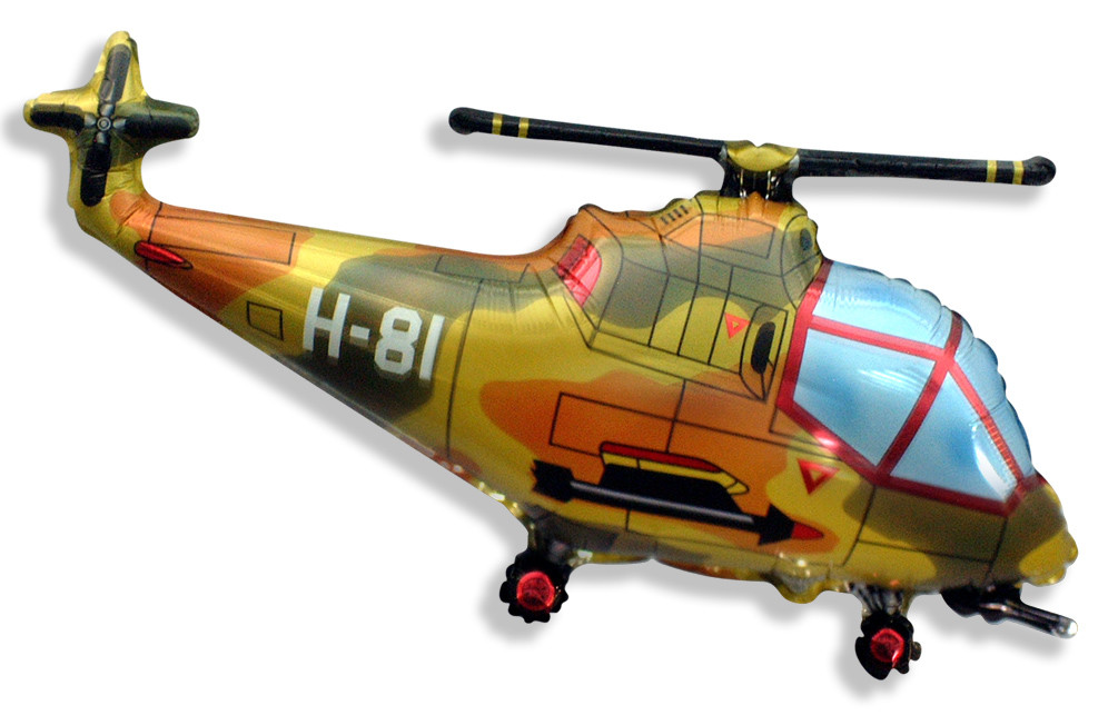 Картинка Шар (38''/97 см) Фигура, Вертолет, Военный, 1 шт. от магазина GelShariki