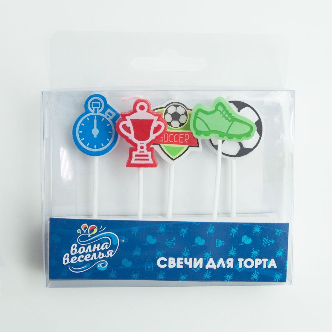Картинка Свечи Футбол, Ассорти, 2,5 см, 5 шт. от магазина GelShariki