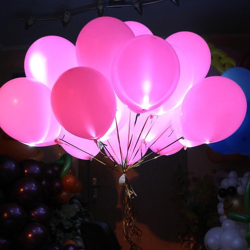 Картинка Светящиеся шары с диодами «розовые огни» от магазина GelShariki