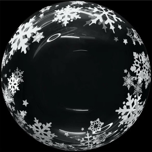 Картинка Шар (18''/46 см) Сфера 3D, Deco Bubble, Снежинки, Прозрачный, Кристалл, 1 шт. в упак. от магазина GelShariki