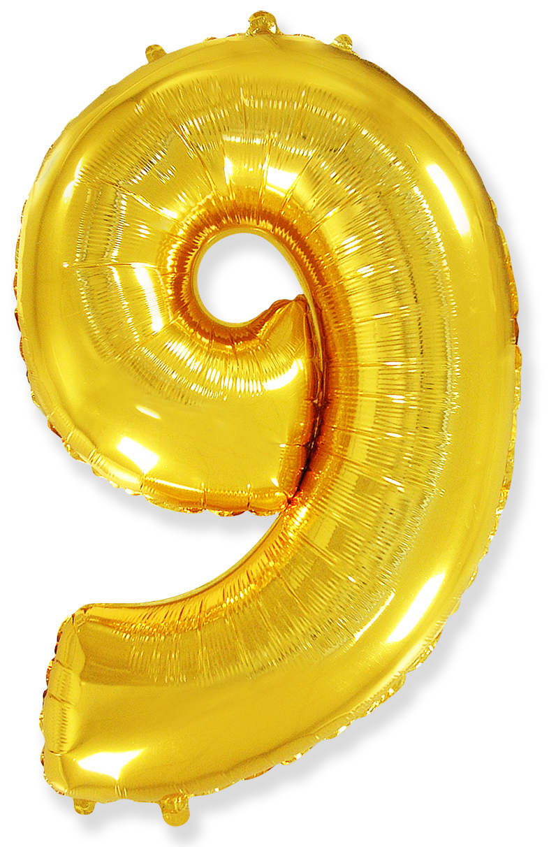 Картинка Шар (40''/102 см) Цифра, 9, Золото, 1 шт. от магазина GelShariki