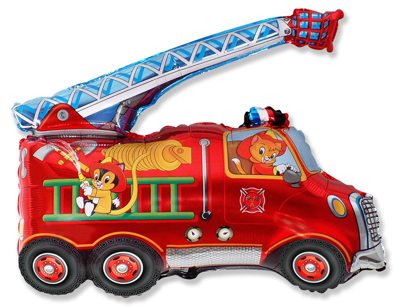 Картинка Шар (14''/36 см) Мини-фигура, Пожарная машина, Красный, 1 шт. от магазина GelShariki
