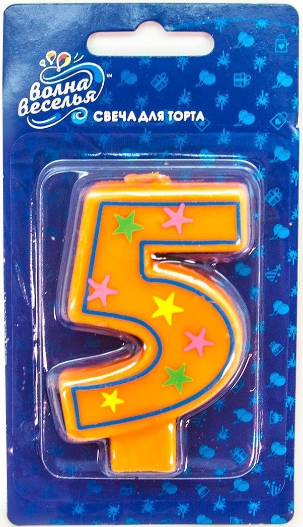 Картинка Свеча Цифра, 5 Красочная, 7 см, 1 шт. от магазина GelShariki