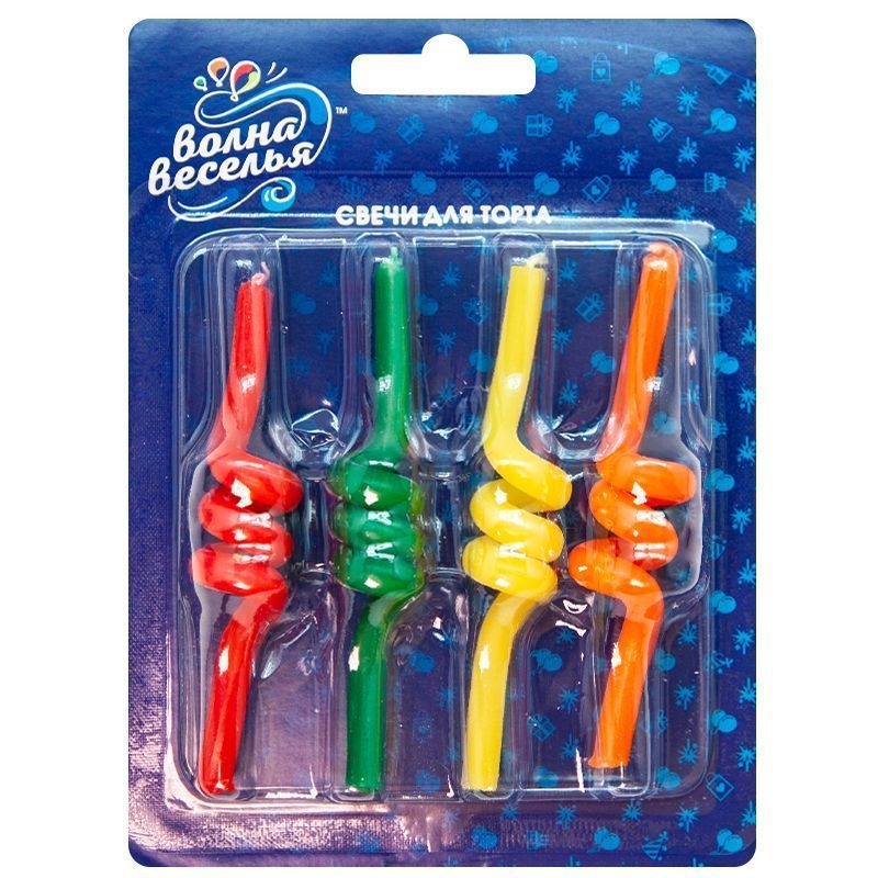 Картинка Свеча Фигура, Спираль, Ассорти, 8 см, 4 шт. от магазина GelShariki