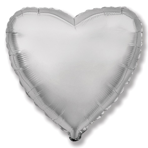 Картинка Шар (18''/46 см) Сердце, Серебро, 1 шт. от магазина GelShariki