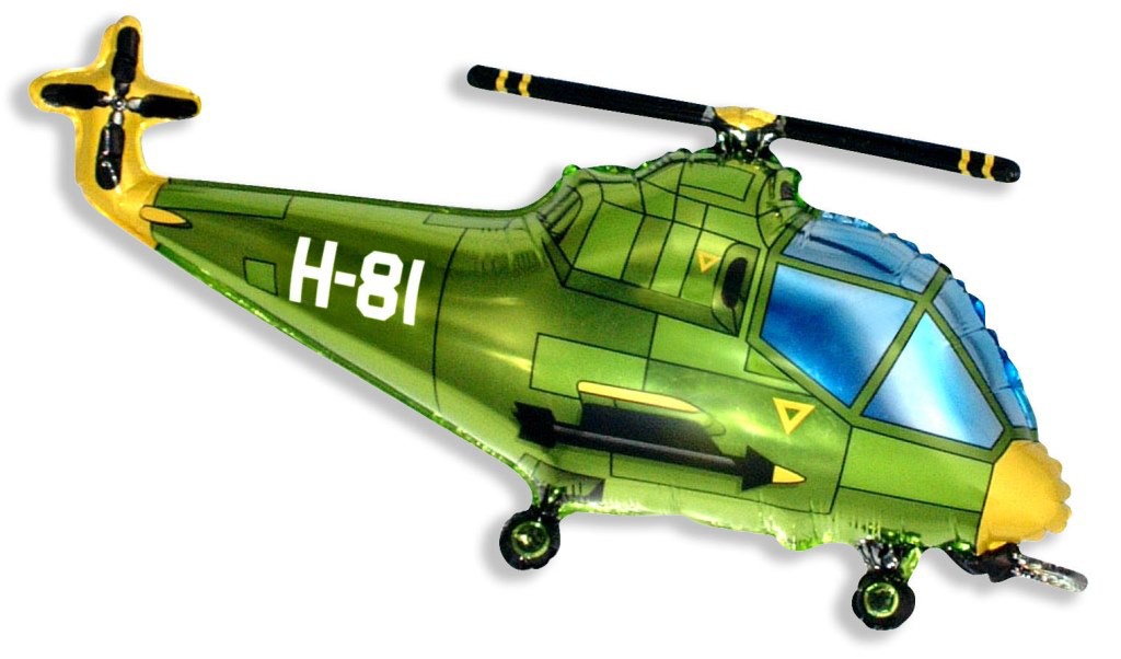 Картинка Шар (17''/43 см) Мини-фигура, Вертолет, Зеленый, 1 шт. от магазина GelShariki